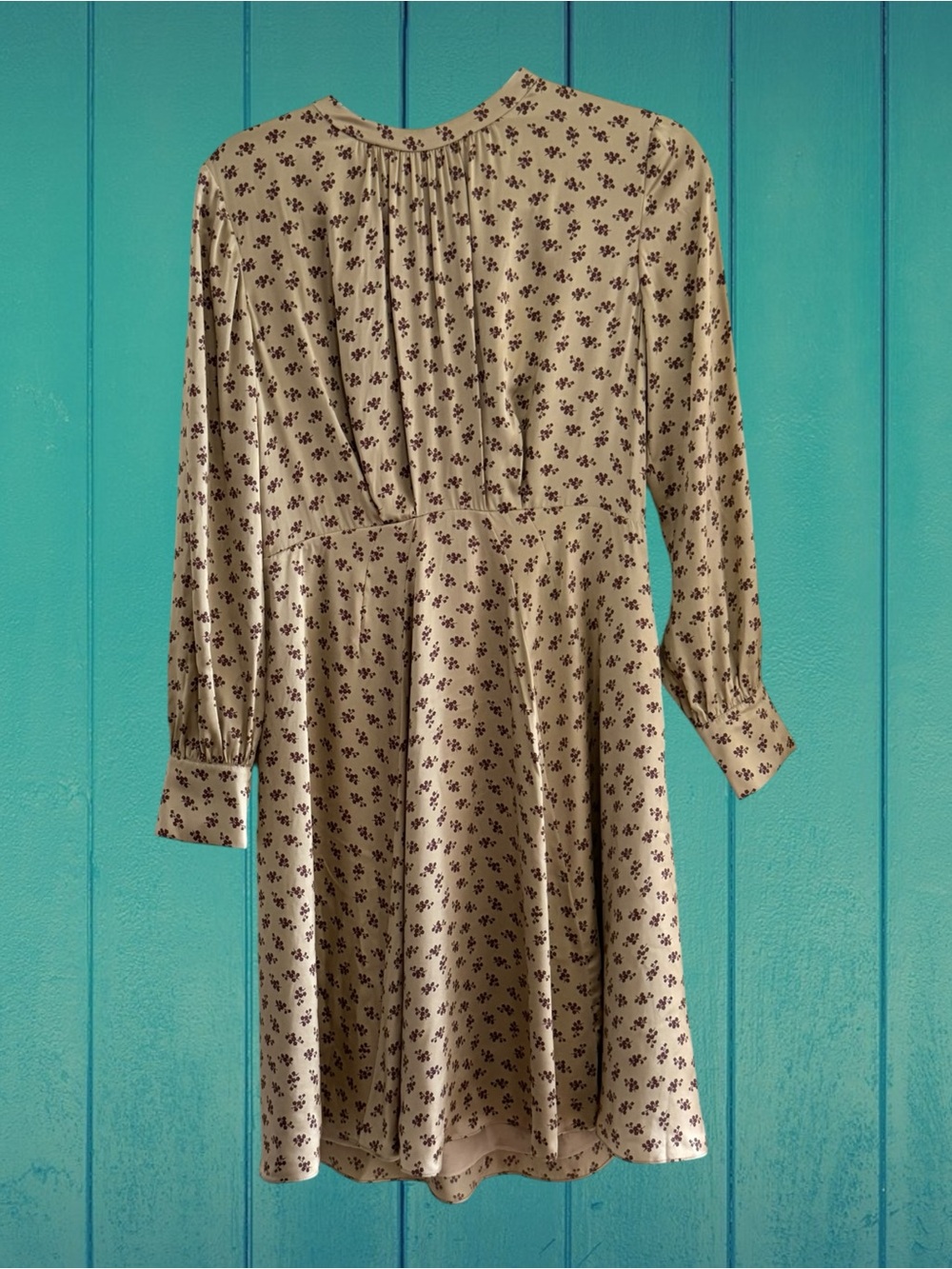 Rebecca Taylor NWT Beige Floral Long-Sleeve Pleated Yoke Dress sz.4 formal